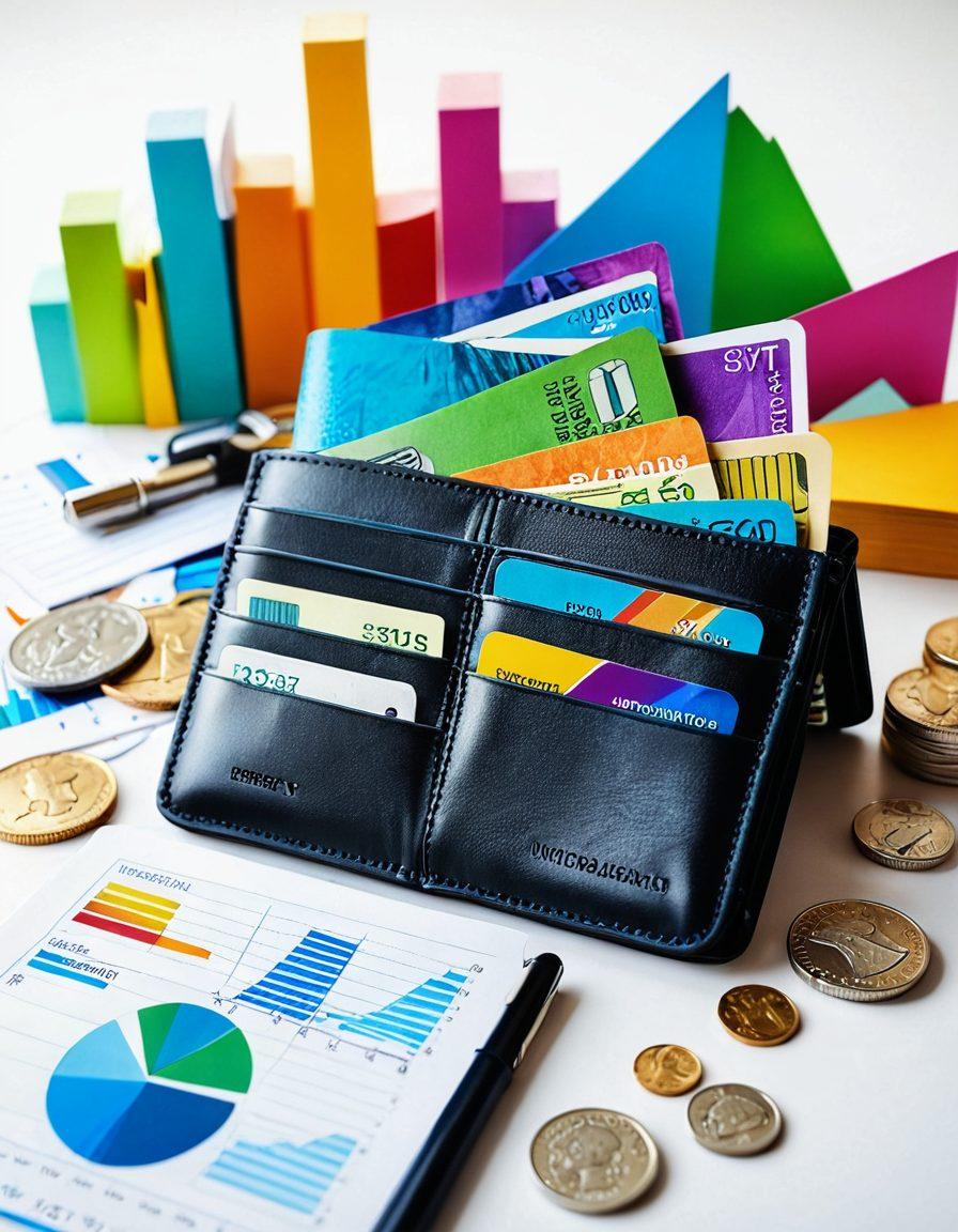 An open wallet overflowing with colorful bills and coins, surrounded by various financial tools like calculators, notepads, and smartphone apps displaying money management graphs. In the background, abstract representations of growth, like upward arrows and dollar signs, radiate positivity and empowerment. Bright and inviting colors to evoke a sense of optimism and financial growth. super-realistic. vibrant colors. white background.